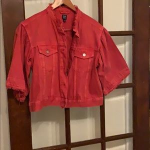 Gap cropped red jeans jacket size medium